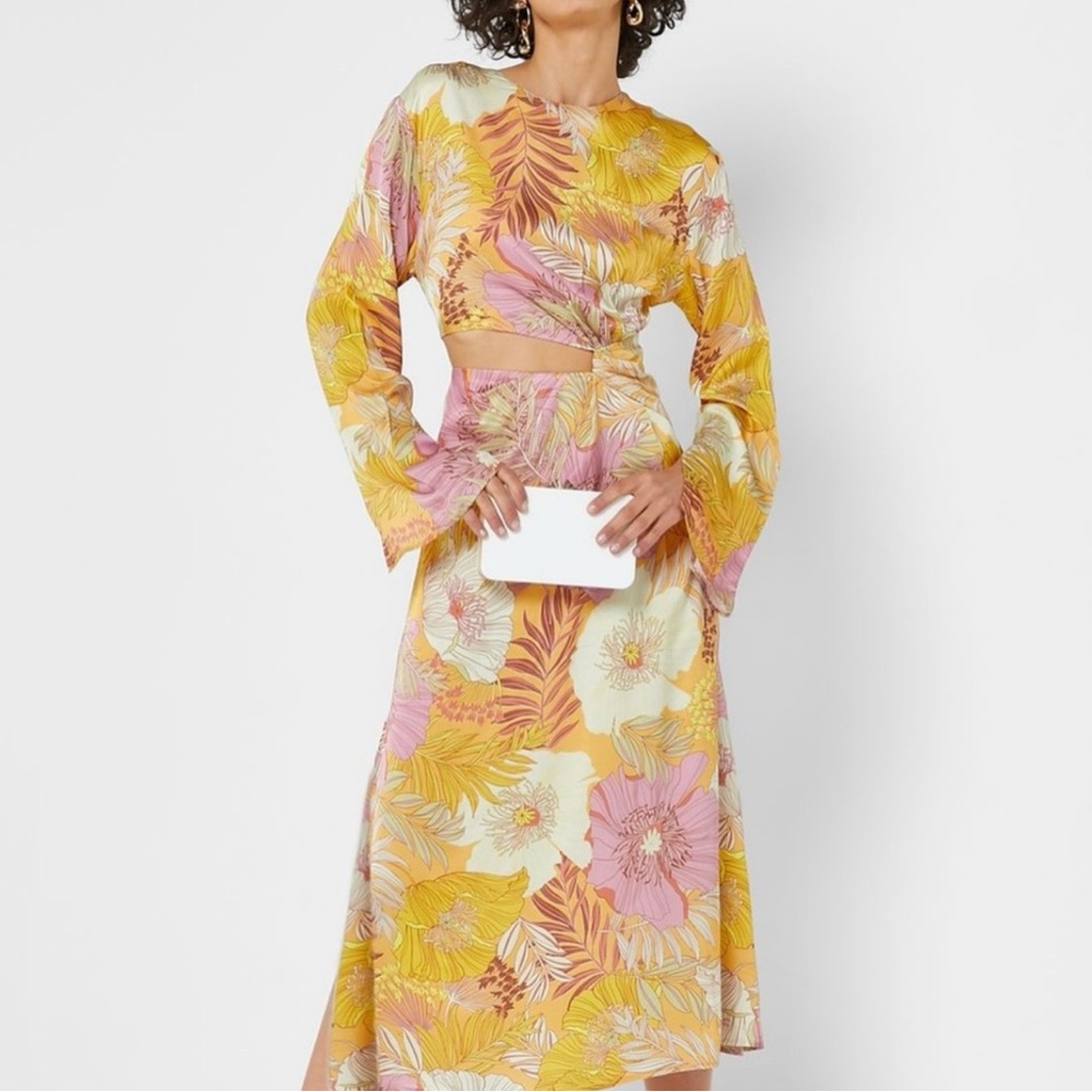 Topshop Floral Silk Midi Dress
